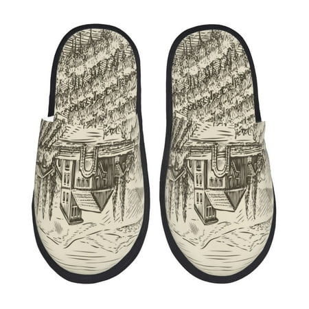 

Sigee Vineyard Landscape for Cozy Furry Slippers Super Soft Indoor and Outdoor Use Non-Slip Sole Slip On House Slippers-Large