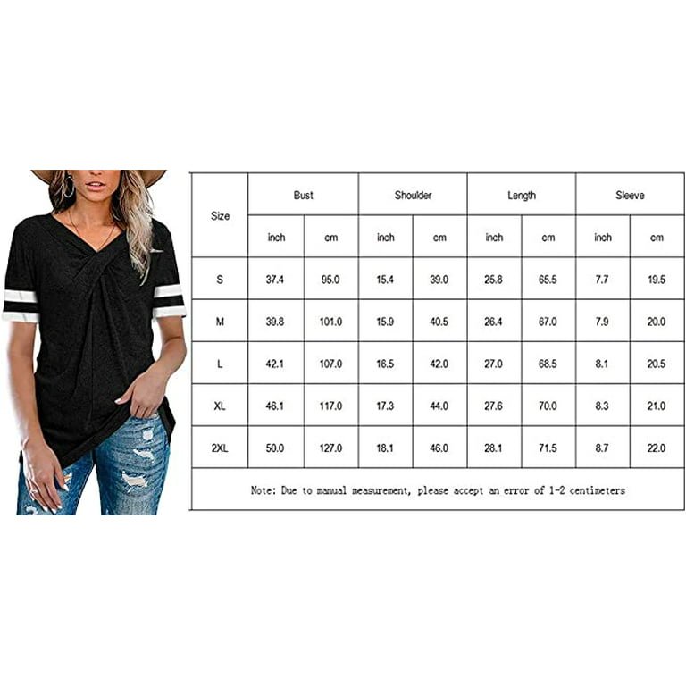 Langwyqu Stripe Sleeve Women V-Neck Casual Simple T Shirt 