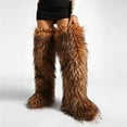 thumbnail image 2 of Women's Fuzzy Fur Knee High Boots Comfort Flat Sole Warm Long Boots Winter Soft Furry Over The Knee Boots, 2 of 5
