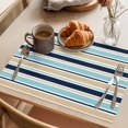 thumbnail image 3 of Khaki Striped Placemats Set of 8 Navy Blue Farmhouse Stripes Modern Abstract Art Place Mats Indoor Wipeable Table Mats Washable Dining Table Placemats for Kitchen Holiday Party Home Decor 13x19 Inch, 3 of 9