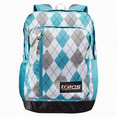 Jansport Trans Blue & Gray Argyle MegaHertz Backpack Sport School ...