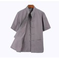 thumbnail image 1 of CottonTangSuitTopMenSummerKungFuTaiChiUniformShirtBlouseShortSleeveTraditionalChineseClothes, 1 of 3