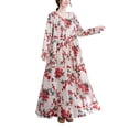 thumbnail image 1 of Vestido suelto de mujer Vintage estampado manga larga cuello redondo cintura alta Casual vestido Romacci Vestido, 1 of 7