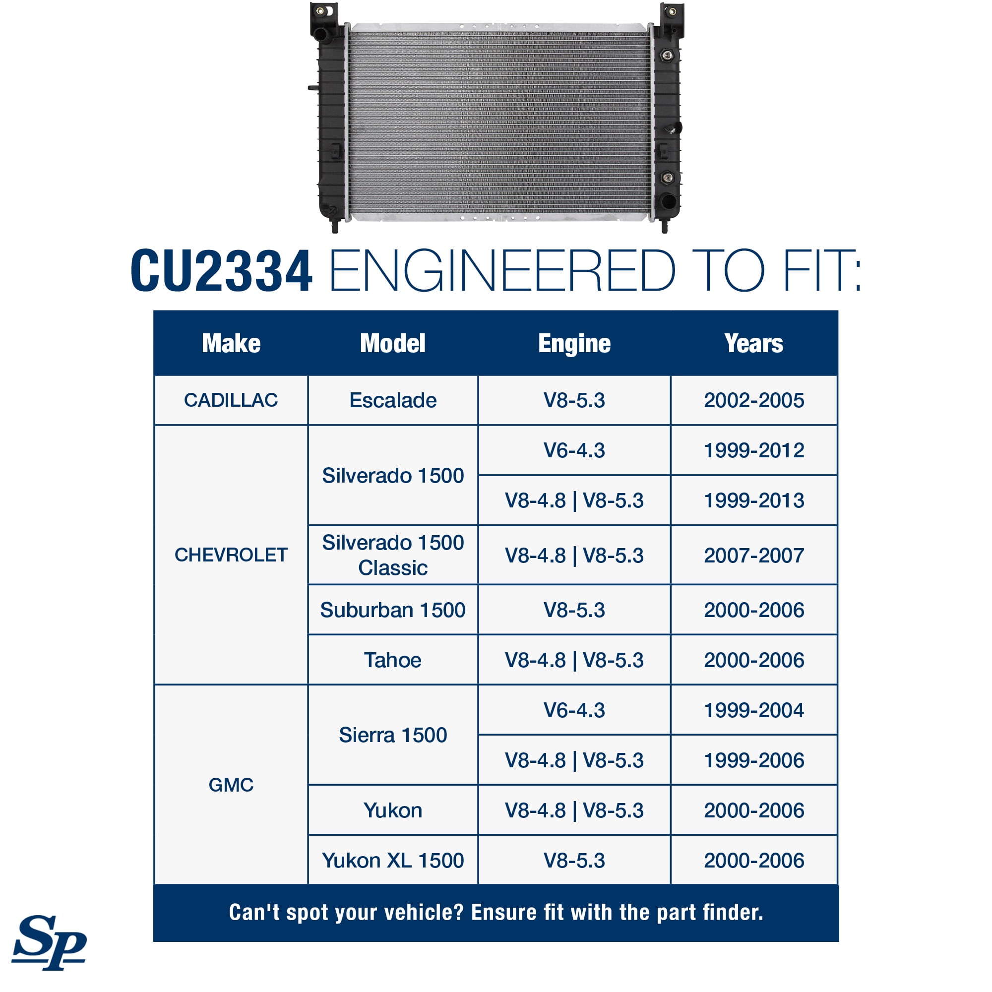 Spectra Premium CU2334 Automotive Radiator Fits select: 1999-2013 CHEVROLET SILVERADO, 2000-2006 CHEVROLET TAHOE