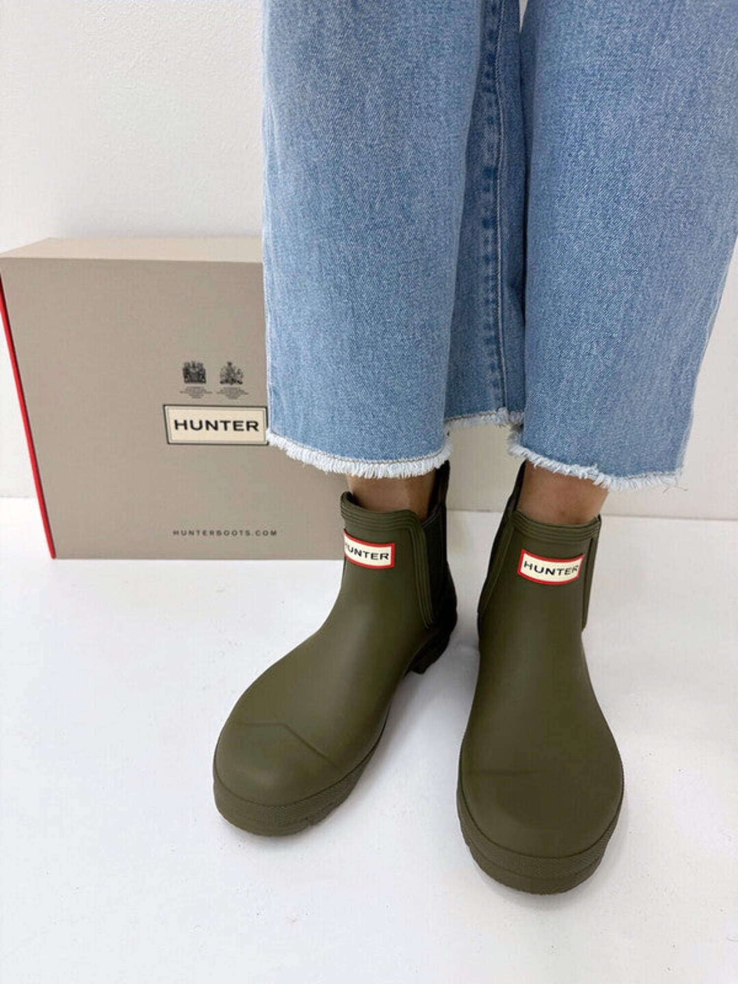 ☆HUNTER☆ WOMEN Original Chelsea Rain Boots Olive Leaf WFS2 Hunter Women's Original Chelsea Boots Olive Leaf WFS2078RMA