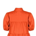 thumbnail image 6 of SMihono Women's Summer Puff Sleeve Ruffle Tiered Shirt Collar A-Line Swing Mini Dress Tunic Dresses Orange 14, 6 of 8