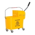 thumbnail image 3 of Cleaning Bucket with Wheels - 5 Gallon Yellow Mop Bucket with Wringer - Heavy Duty Plastic Utility Bucket for Home, Kitchen, and Garage - Rolling Janitorial Bucket, 3 of 6