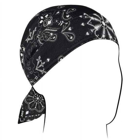 Zan Headgear Micro-Mesh Polyester Flydanna Headwrap Black Paisley