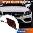 thumbnail image 2 of Tapa de gancho de remolque del parachoques delantero de Unique Bargains en rojo oscuro para Mercedes-Benz Clase C W204 2011-2014 No.A2048850526, 2 of 6