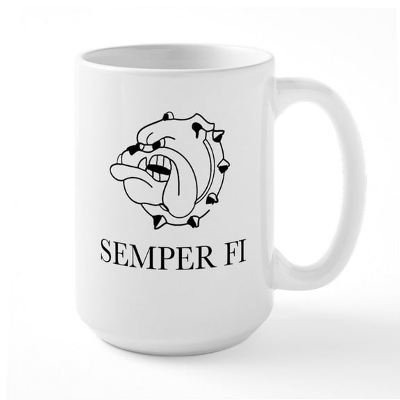 CafePress - SEMPER FI - 15 oz Ceramic Large White Novelty Mug