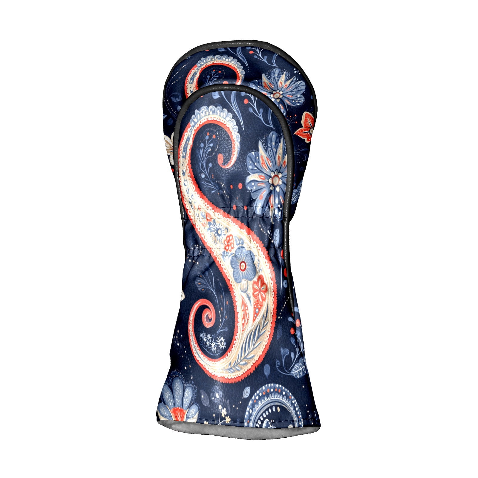 Golf Club Covers PU Leather Waterproof Head Covers for Fairway Woods Hybrids Paisley Pattern