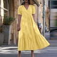 thumbnail image 3 of STETMN Women's Casual Plus Size Dress Casual Loose Pockets Long Dress Short Sleeve Split Maxi Dresses, 3 of 8