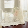thumbnail image 3 of EFINNY Beige Lace Short Curtain for Kitchen Window Jacquard Floral Sheer Curtain Valance for Small Window Rod Pocket Top Tulle 1 Piece, 3 of 6
