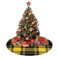 thumbnail image 4 of Falda para árbol de Navidad a cuadros escoceses negros y amarillos, suave y divertida, decoración navideña de granja con cuello para árbol de Navidad de 36", 4 of 4