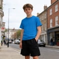 thumbnail image 4 of Boys Nylon Shirts Quick Dry Athletic T Shirts UPF 50+ Performance Cooling Shirt Short Sleeve Rash Guard Kids Top for Boys Girls 5-15 Years Dark Blue, 4 of 9