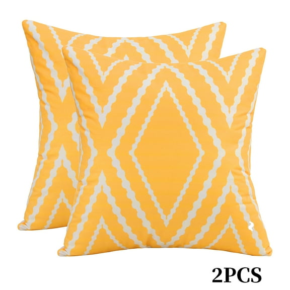 Klzo Outdoor Waterproof Boho Throw Pillow Covers Geometric Pillow Cases for Patio Garden , 18 X 18 Inches,Set of 2
