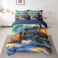 thumbnail image 2 of Erosebridal Vintage Train Bedding Queen Size 7pcs, Aurora Comforter Sets with Sheets, Winter Snow Decor, Reversible, 2 of 5