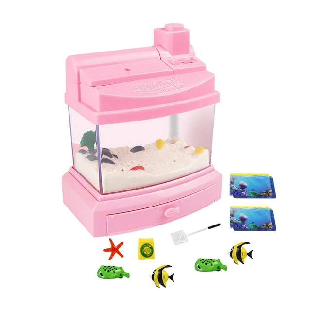 Juguete de acuario de tanque falso para niños, juguete novedoso y divertido, tanque de peces artificiales, acuario simulado para niños, niñas y niños rosa Baoblaze Juguetes para acuarios
