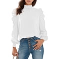 thumbnail image 5 of Women Blouses Basic Travel Vacation Party Classic Loose Fit Long Sleeve Comfortable Elegant Chic Blouse Top Daily Stylish Clothes, 5 of 5