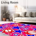 thumbnail image 2 of ODIKA 2'x3' Machine Washable Non-Slip Area Rug, Stars and Stripes Football with Dynamic American Emblems High Traffic Rug with Pad, Pink, 673139, 2 of 8
