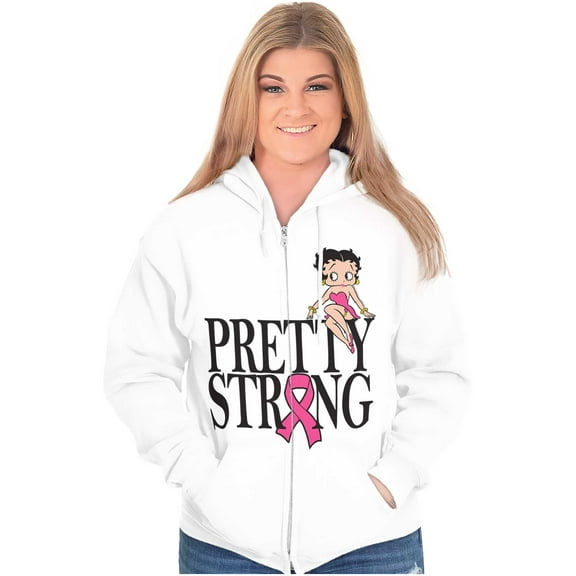 Breast Cancer Betty Pretty Strong Women Plus Size Zipper Hoodie Brisco Brands 2X