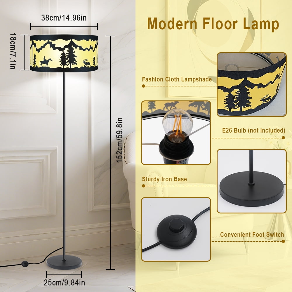 Elinkume Floor Lamp, Rustic Floor Lamp, E26 Head, Rustic Country Rustic Lamps, Kitchen, Living Room, Bedroom, Dining Room