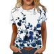 thumbnail image 2 of ICHUANYI Clearance Women Fashion Summer Casual Print Round Neck Loose Short Sleeve T-shirt Top Blouse Pullover(White, S) ICHUANYI WER2023080901491, 2 of 6