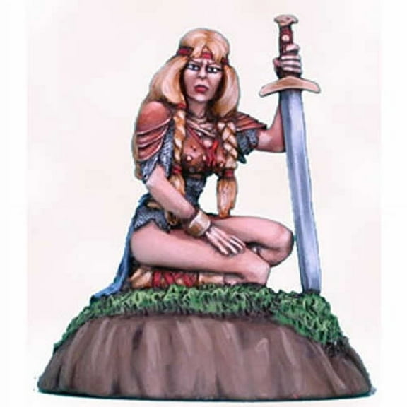 Evening Rest Crouching Female Warrior Miniature Elmore Masterwork Dark Sword Miniatures