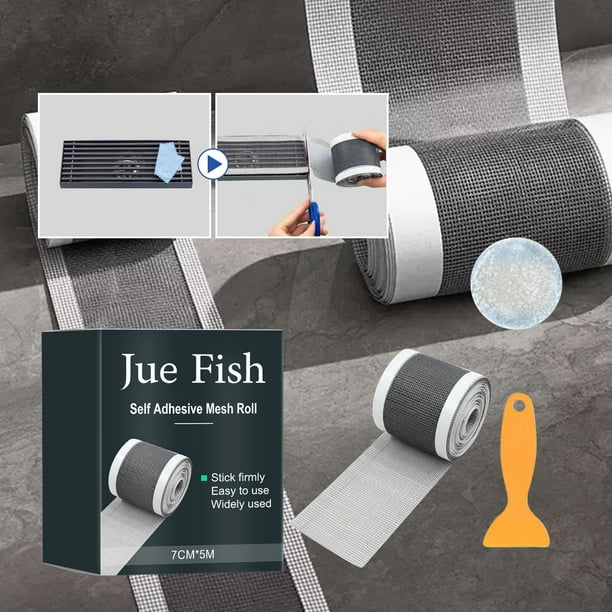 Rollo de Malla Autoadhesiva de 7 Cm X 5 M | Cinta de Reparación Adhesiva Duradera para Mosquiteras, Agujeros En Ventanas y Alcantarillas | Material de Parche Fácil de Cortar con Raspador Incluido | C