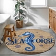thumbnail image 3 of Vintage Seahorse Round Area Rug 3Ft Washable Small Circle Rugs for Kitchen Entryway, Brown Nautical Anchor Bubbles Coastal Non-Slip Carpet Floor Mats Indoor Outdoor Carpet Runner Aesthetic Home Decor, 3 of 8