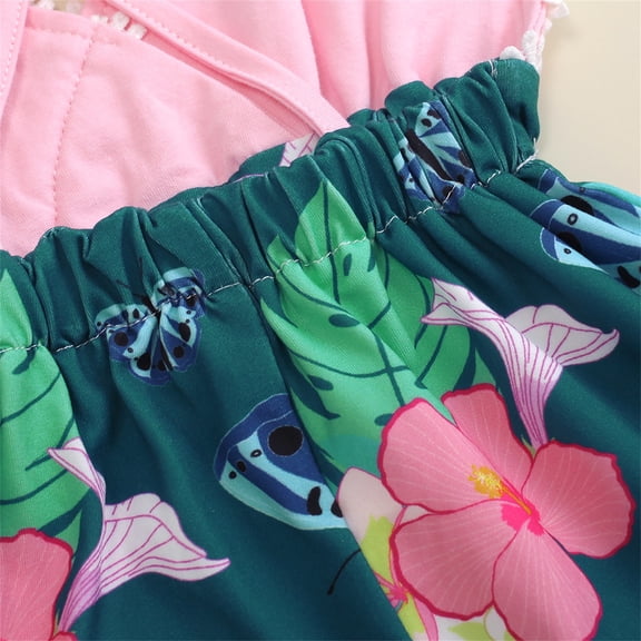 Vedolay Jumpsuits For Girl Baby Girl Romper Casual Ruffle Sleeveless Overalls Pants with Pocket Outfits,Green 3-4 Years