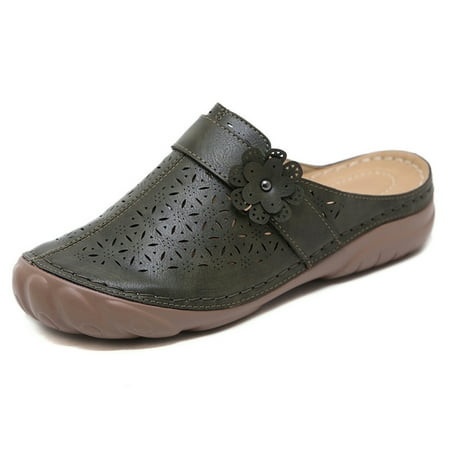 

Women s Retro Sandals Lightweight Hollow Thick-Soled Baotou Slippers Comfortable Round Toe Casual Shoes Green 44