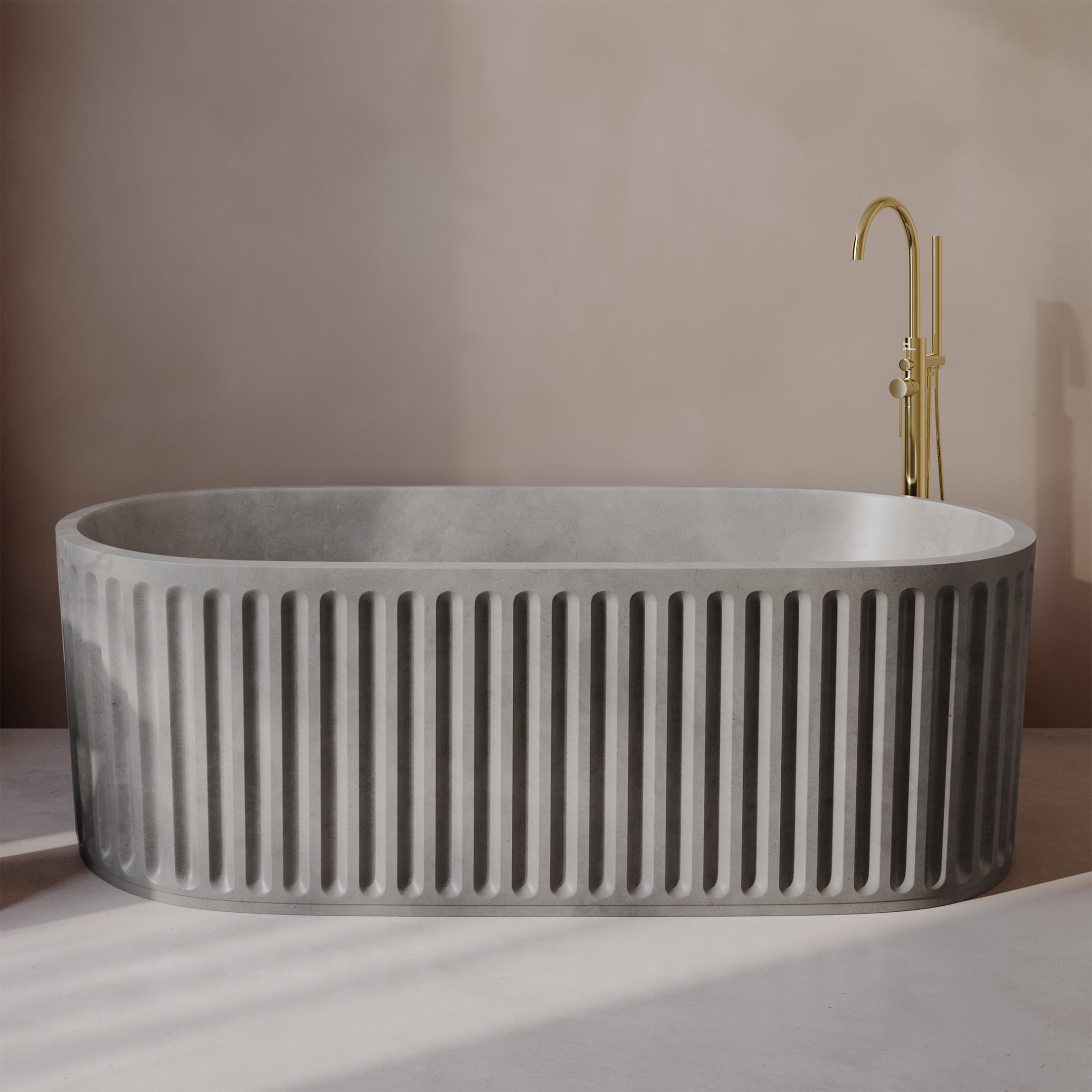 Delice 67" Freestanding Concrete Bathtub in Gray, Drain Included