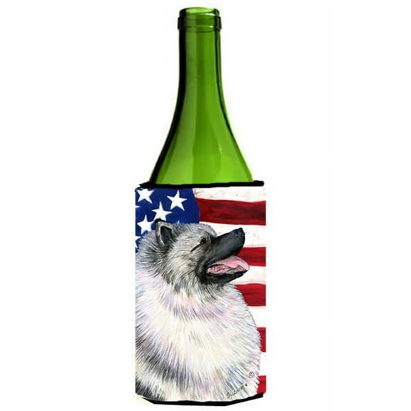 Usa American Flag With Keeshond Wine bottle sleeve Hugger