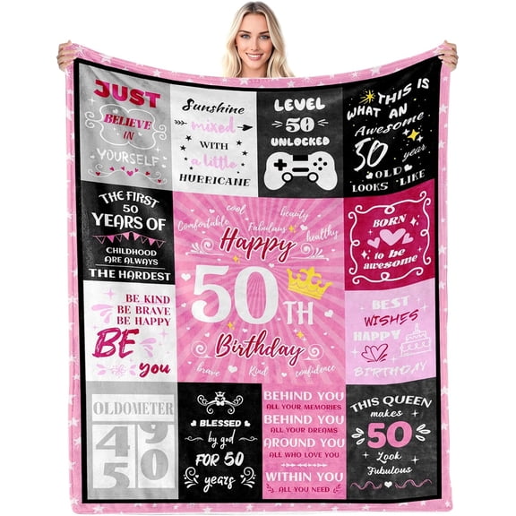 50th Birthday Gifts for Women, 50th Birthday Blanket for Women, 50th Birthday Gifts for Women Friendship, 50th Gifts for Women Birthday Unique, for Friend Mom Wife Grandma Woman, 50"x60"