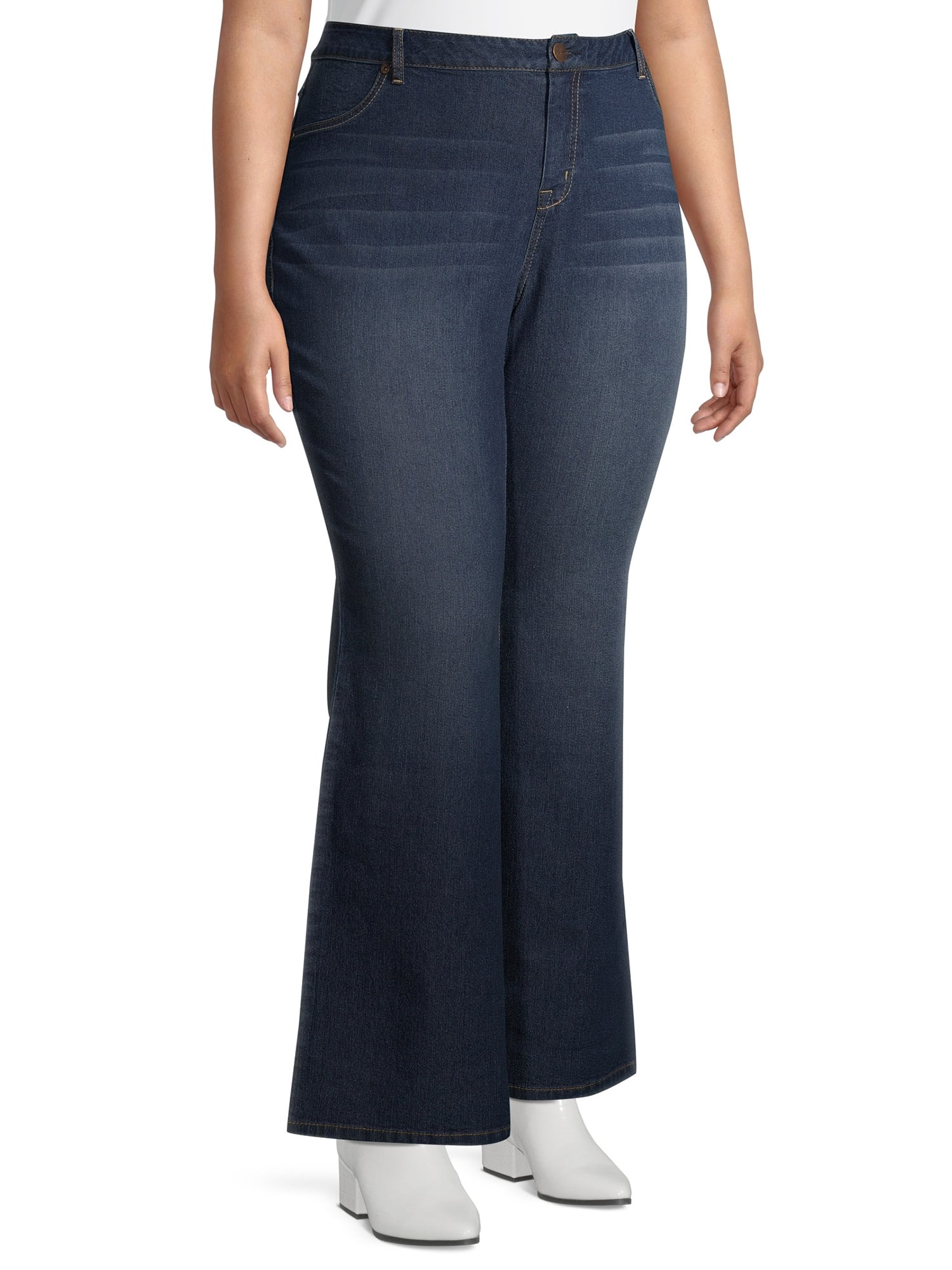 A3 Denim Women's Plus Size High Rise Flare Jeans