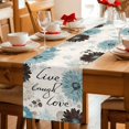 thumbnail image 5 of Turquoise Brown Spring Floral Cotton Linen Rectangle Table Runners 13"x60", Vintage Summerbotanical Coffee Table Runner Dresser Scarves Luxury Table Runners for Wedding Party Banquet Dinner Decor, 5 of 8