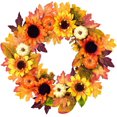 thumbnail image 1 of Liquidación de decoración de corona de otoño de 20 pulgadas de Floween: corona de otoño colorida con calabaza y girasoles, corona de cosecha para la puerta de entrada, el hogar, Halloween, Acción de, 1 of 7