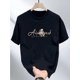 thumbnail image 1 of Men's Heavyweight 100% Cotton T-Shirt - Loose Fit American Hip-Hop Floral Print with Roses & Script Design, Black Casual Short Sleeve Round Neck Tee, Valentine's Day, Father's Day Gifts, Summer Gifts, 1 of 6
