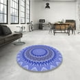 thumbnail image 4 of Ahgly Company Machine Washable Indoor Round Transitional Ocean Blue Area Rugs, 5' Round, 4 of 7