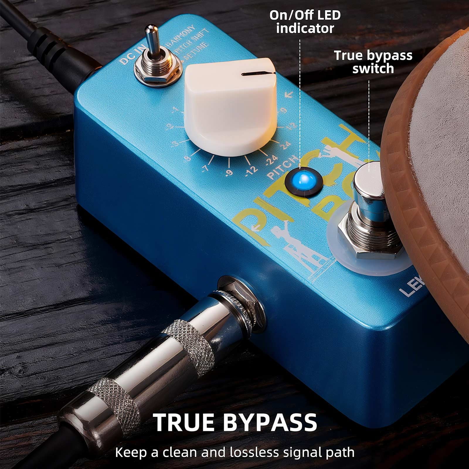 LEKATO Harmonizer Mini Pitch Shifter Pedal Compact Guitar Effects with Harmony Pitch Shift Detune Modes