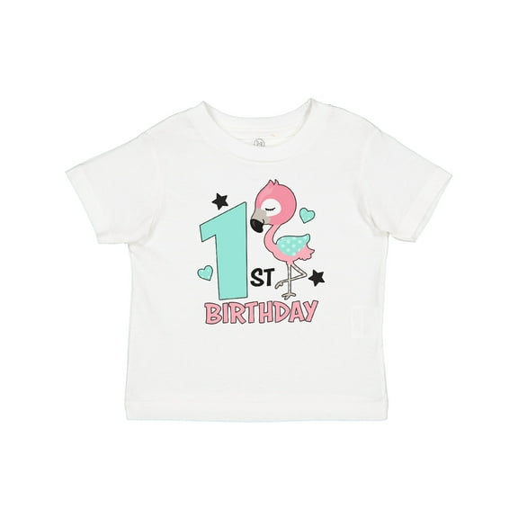 Inktastic 1st Birthday with Flamingo Stars and Hearts Girls Baby T-Shirt