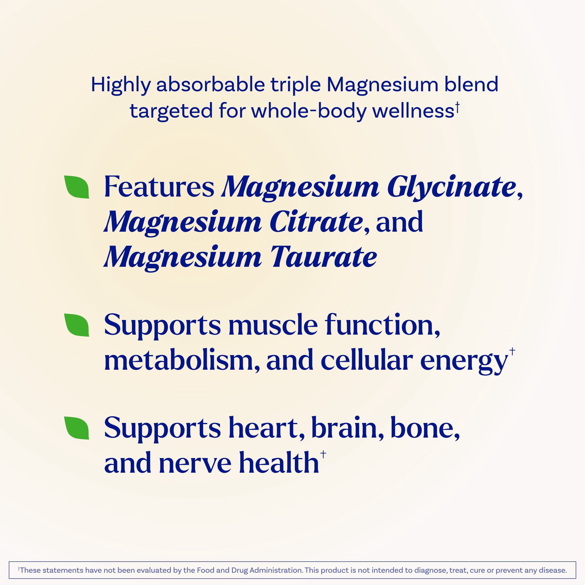 Natrol Triple Magnesium Complex Supplement, Glycinate, Citrate & Taurate 200mg High Absorption, Support Whole Body Wellness, 60 Capsules