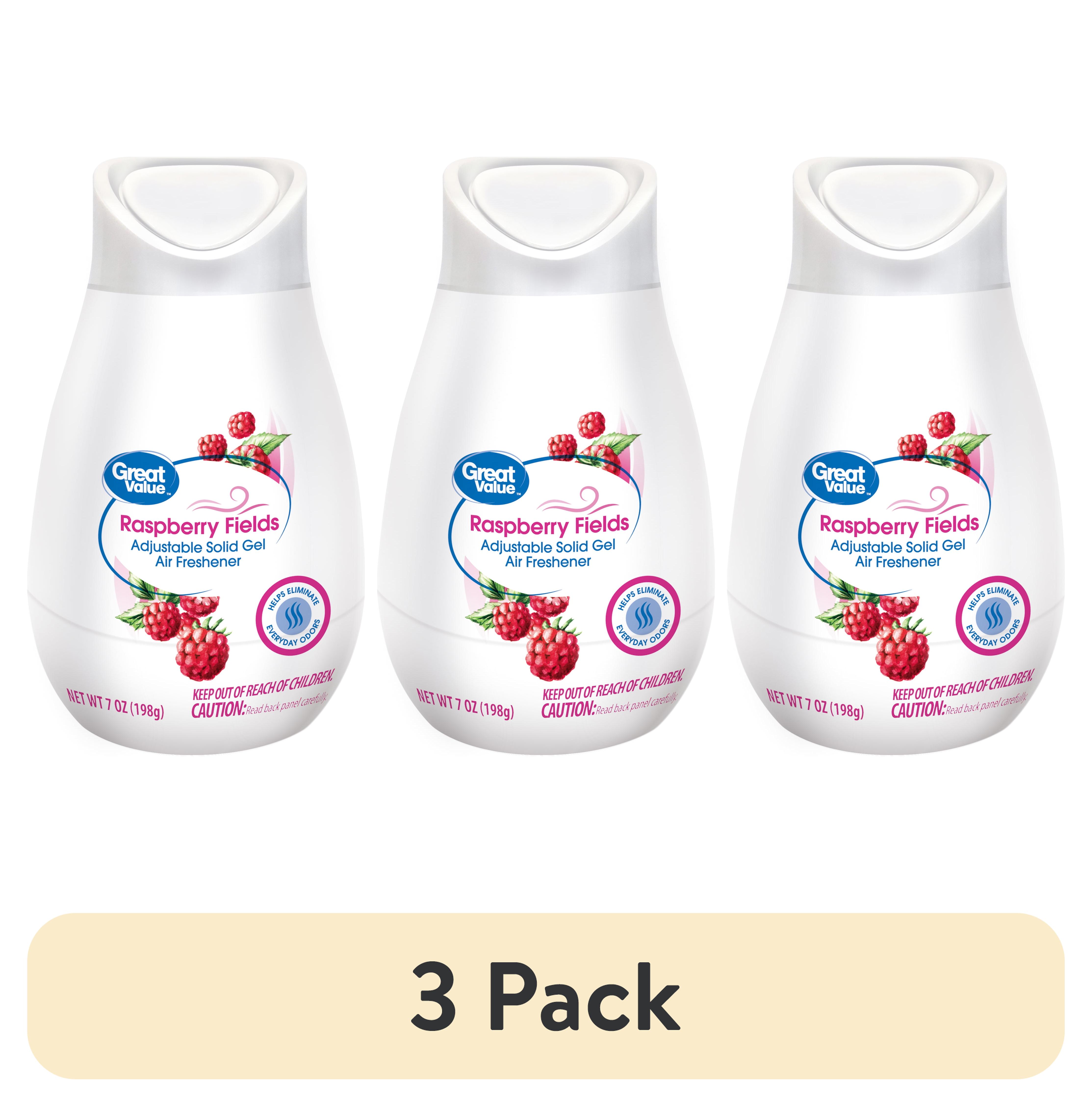 (3 pack) Great Value Adjustable Solid Gel Cone Air Freshener, Raspberry Fields, 7 oz