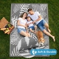 thumbnail image 5 of Kohree Outdoor Rug 8'x10' Reversible Waterproof Plastic Straw Rugs with Corner Loops Indoor Outdoor Patio Mat for RV Camping Deck Boho Porch Balcony, Palm Leaves Gray White, 5 of 10