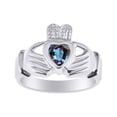 thumbnail image 1 of RYLOS Rings Sterling Silver Claddah Love, Loyalty & Friendship Heart 6MM Gem Irish Wedding Band Claddagh Rings June Alexandrite Jewelry Size 12, 1 of 6