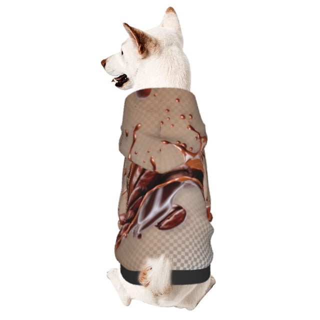 Fotbe Coffee Beans Chocolate Splash Sudadera con Estampado para Perros Pequeños – Suéter con Capucha para Mascotas, Tela Suave de Forro Polar con Bolsillo-Large