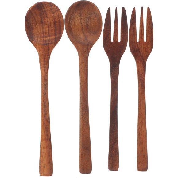 GOOHOCHY juego de tenedor de aperitivo multifunción, tenedor de madera, cuchara, cuchara para servir postres, tenedor para mezclar ensaladas