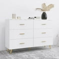 thumbnail image 6 of 6-Drawer Dresser,High Glossy Surfac Double Dresser Vanity with Golden Handle and Golden Steel Legs,for Living Room Bedroom,White, 6 of 7