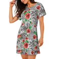 thumbnail image 2 of Naloa Roses Mixed Zebra 1 Print Women Nightgowns,Womens Loungewear,Short Sleeve Sleepwear,Comfy Ladies Nightdress, 2 of 6